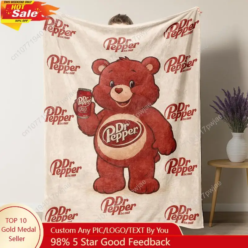 Home Textiles Throw - 닥터 페퍼 베어 플란넬 담요 부드럽고