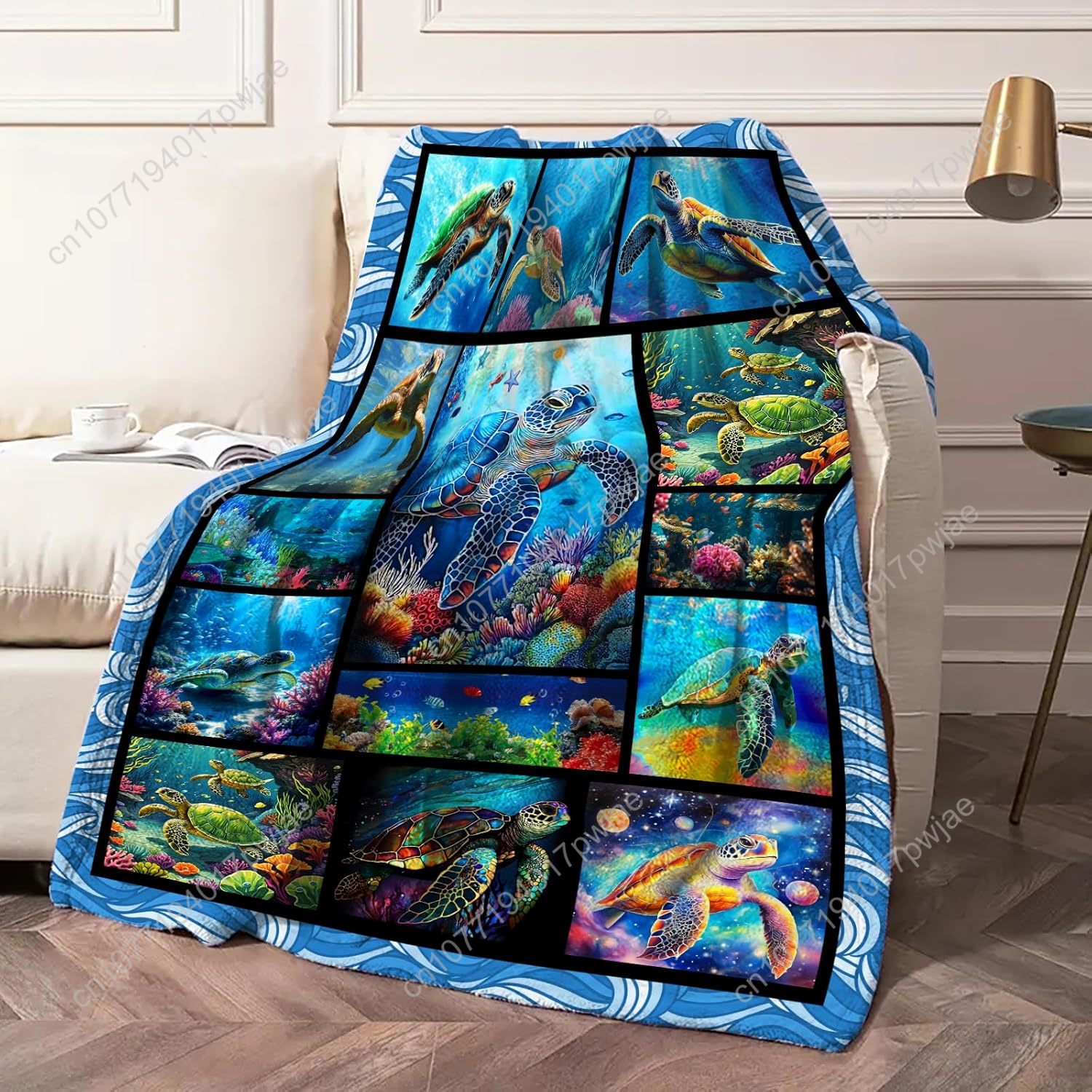 바다거북 플란넬 담요 부드럽고 아늑한 해양 테마의 산호 - Home Textiles Throw 리뷰 및 가격