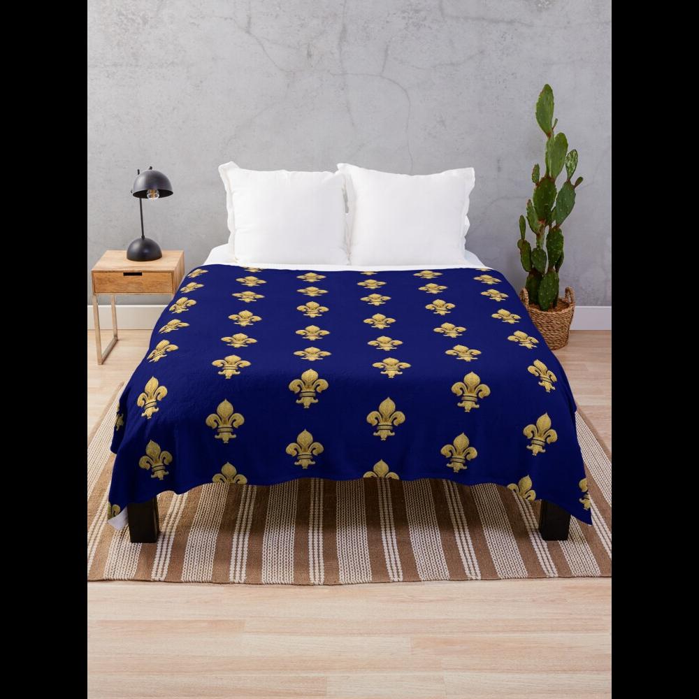 Royal Fleur de Lys 블루 던지기 담요 아 - Home Textiles Throw 리뷰 및 가격
