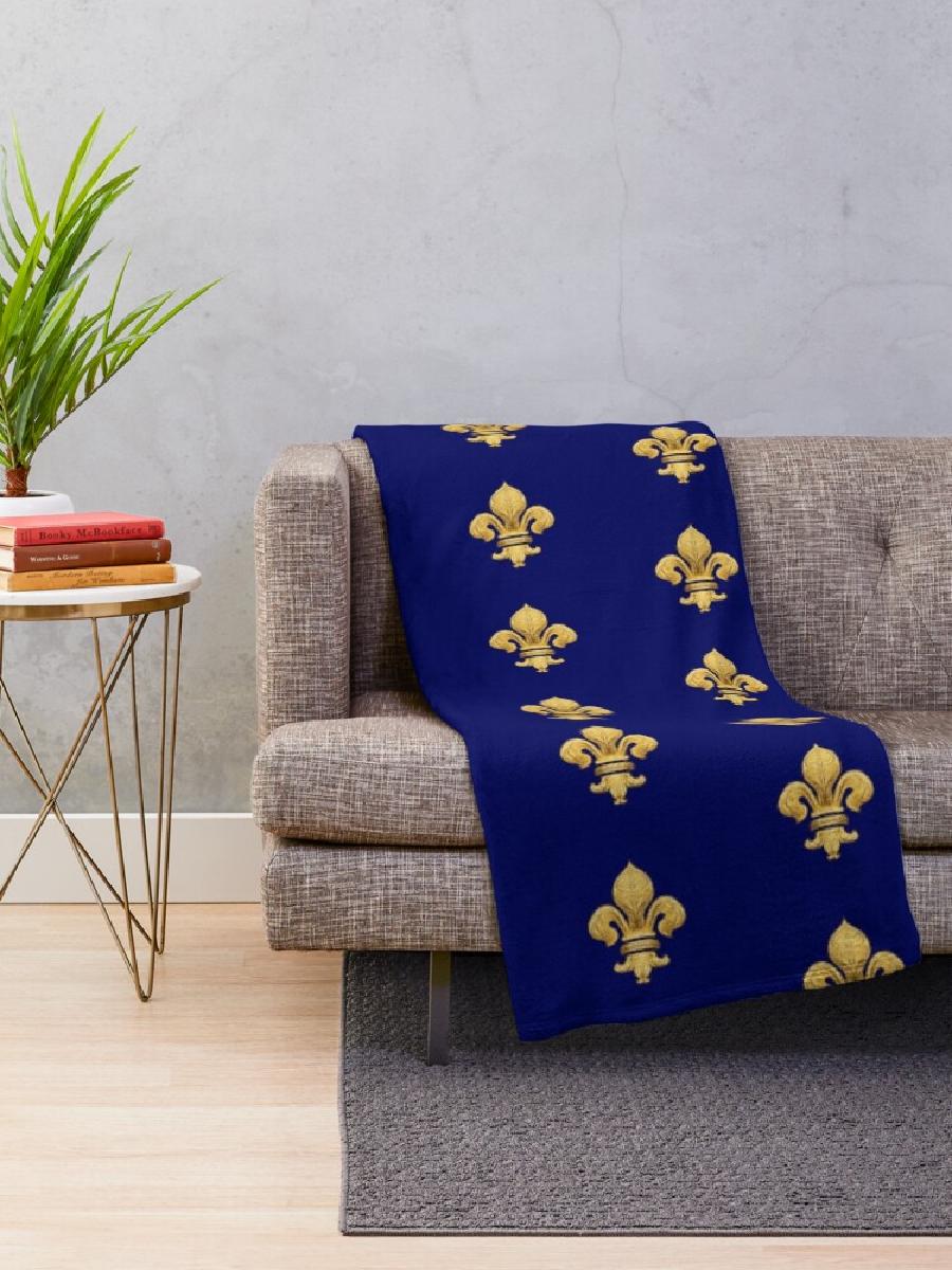 Royal Fleur de Lys 블루 던지기 담요 아 - Home Textiles Throw 리뷰 및 가격
