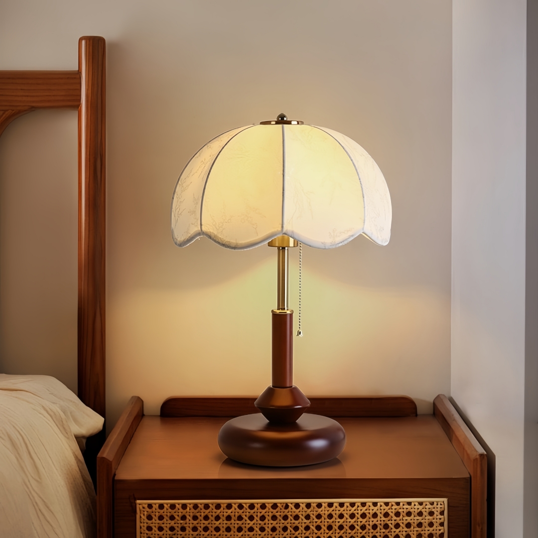 빈티지 스캘럽 돔 테이블 램프, 침실 협탁, 서재, 현 - Home Textiles & Decorations 리뷰 및 가격