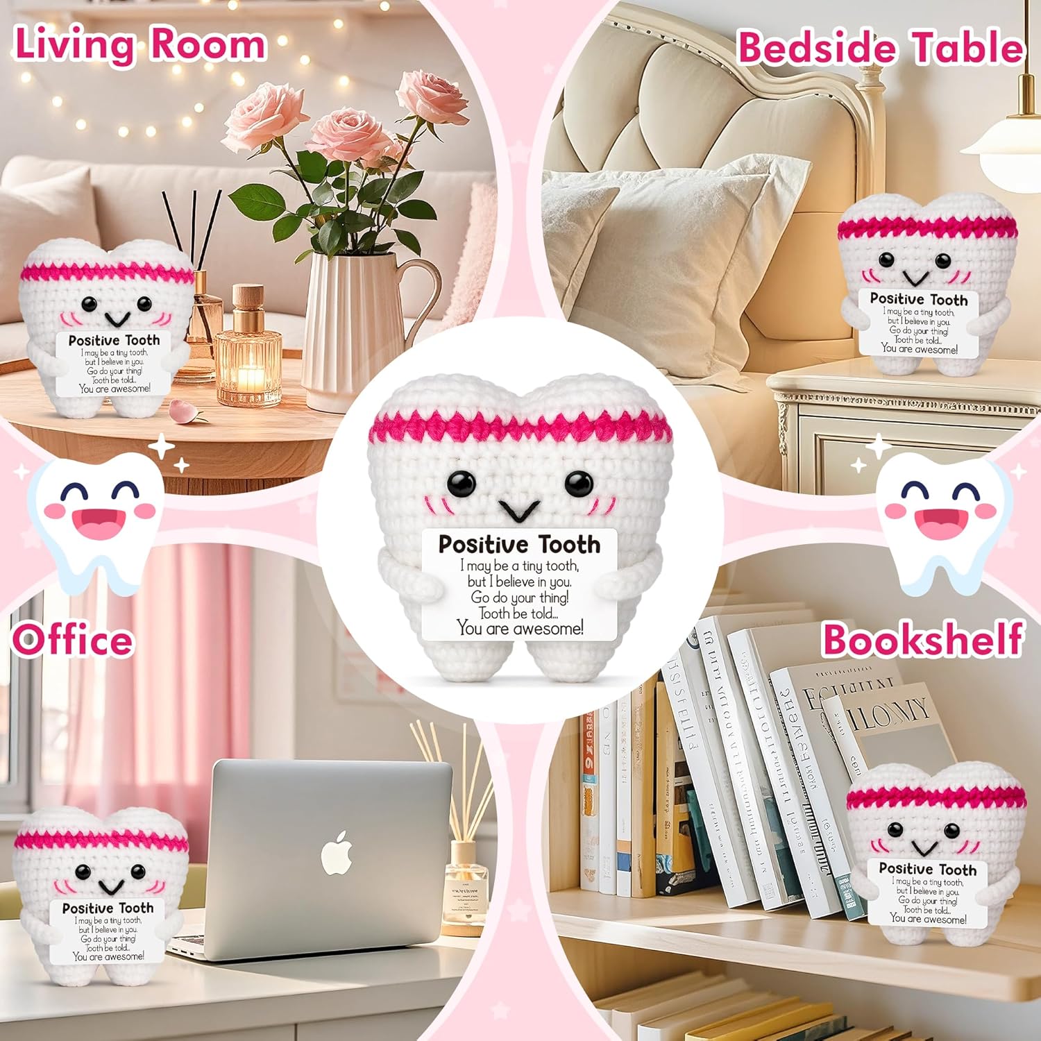 재미 있은 크로 셰 뜨개질 긍정 에너지 치아 인형 카드 - Home Textiles Europe 리뷰 및 가격