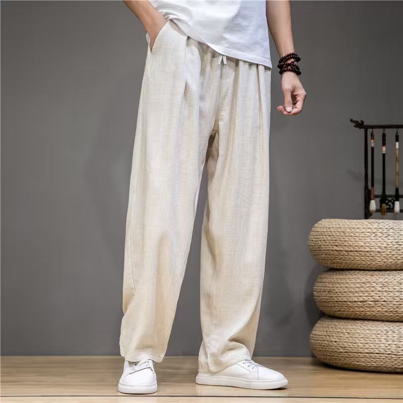 남성용 코튼 린넨 스트레이트 레그 팬츠 경량 통기성 캐 - Home Textiles Store 리뷰 및 가격