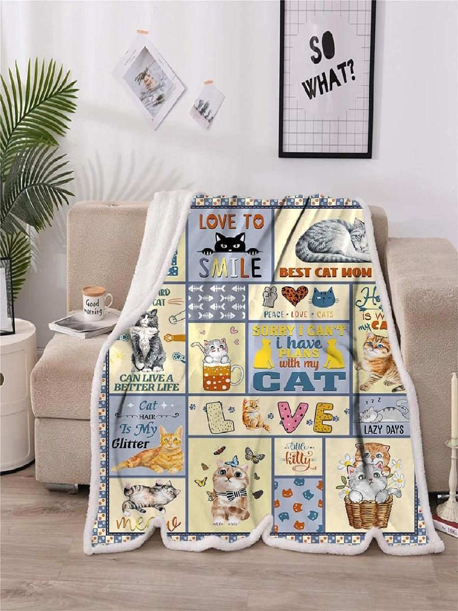 TRIKPTEY 고양이 담요 아늑한 고양이 테마 담요  - Home Textiles Throw 리뷰 및 가격