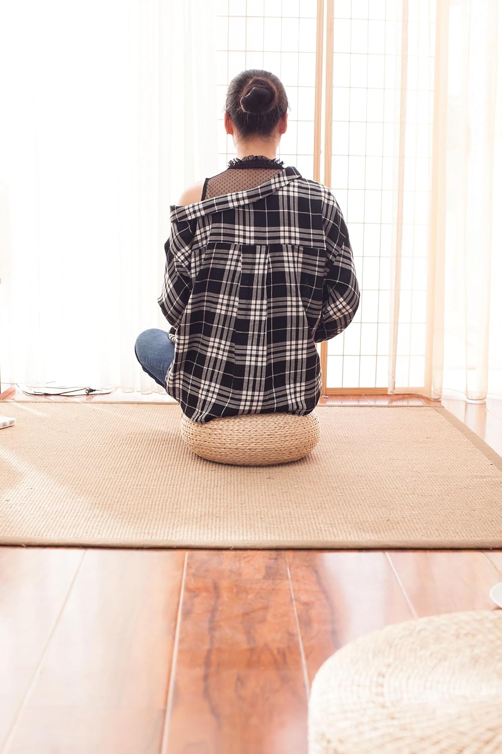 수제 밀짚 플랫 바닥 푸프 쿠션, 명상 및 요가용 원형 - Floor Cushion Pouf 리뷰 및 가격