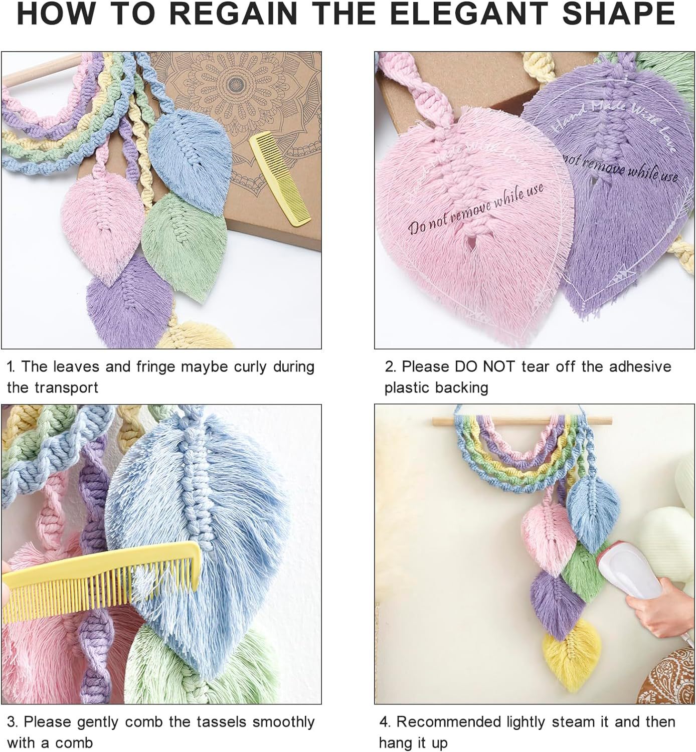태피스트리 무지개 잎 깃털 패턴 북유럽 스타일 직조 태 - Home Textiles Europe 리뷰 및 가격