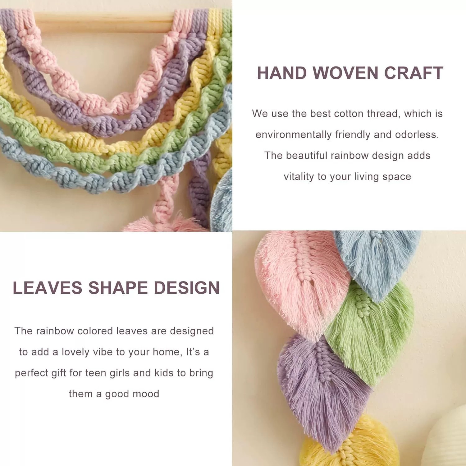 태피스트리 무지개 잎 깃털 패턴 북유럽 스타일 직조 태 - Home Textiles Europe 리뷰 및 가격
