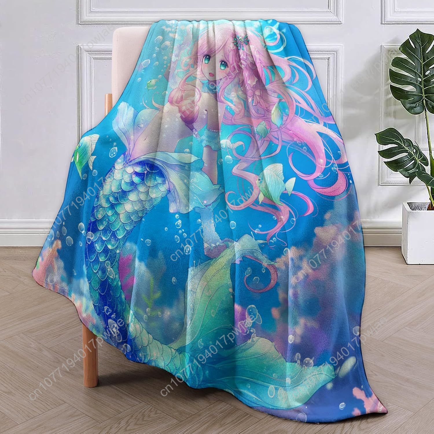 귀여운 인어 담요 만화 플란넬 담요 부드럽고 따뜻한 가 - Home Textiles Throw 리뷰 및 가격