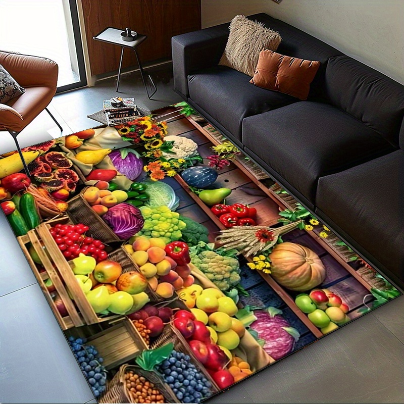 주방 및 식사 공간을 위한 생기 넘치는 과일 시장 러그 - Home Textiles Market 리뷰 및 가격