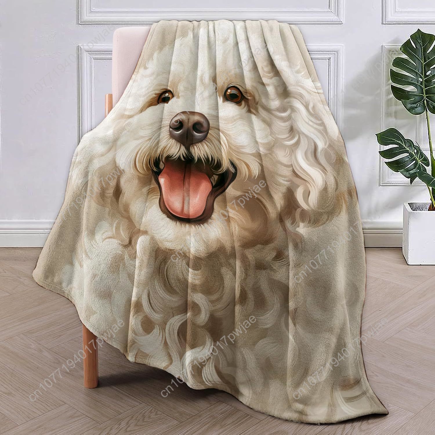즐거운 푸들 초상화 담요 현실적인 강아지 디자인 부드러 - Home Textiles Throw 리뷰 및 가격