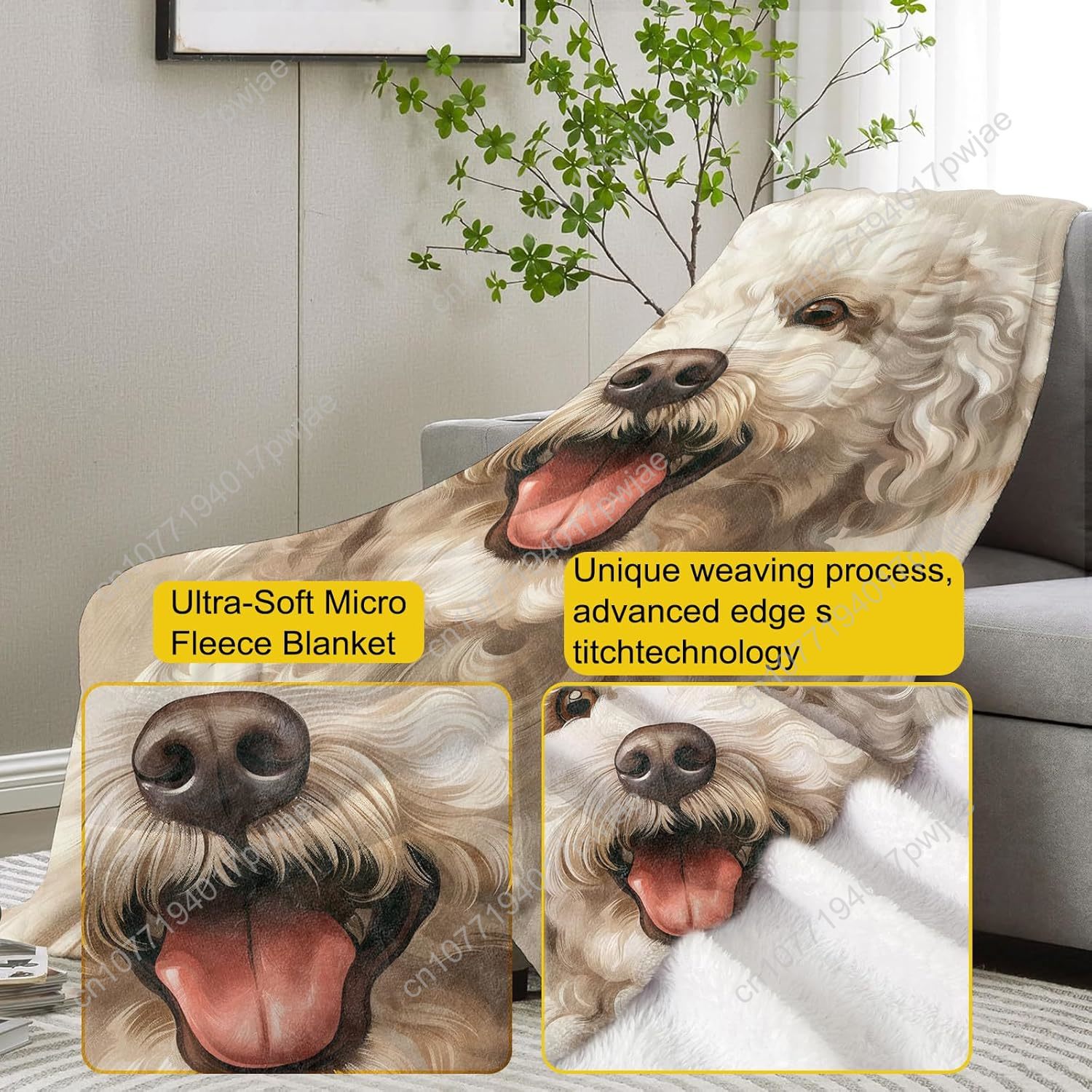 즐거운 푸들 초상화 담요 현실적인 강아지 디자인 부드러 - Home Textiles Throw 리뷰 및 가격