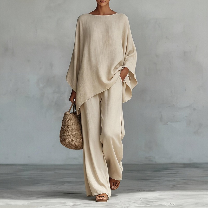 봄 신상 패션 린넨 루즈핏 긴팔 와이드 팬츠 투피스 세 - Home Textiles Store 리뷰 및 가격