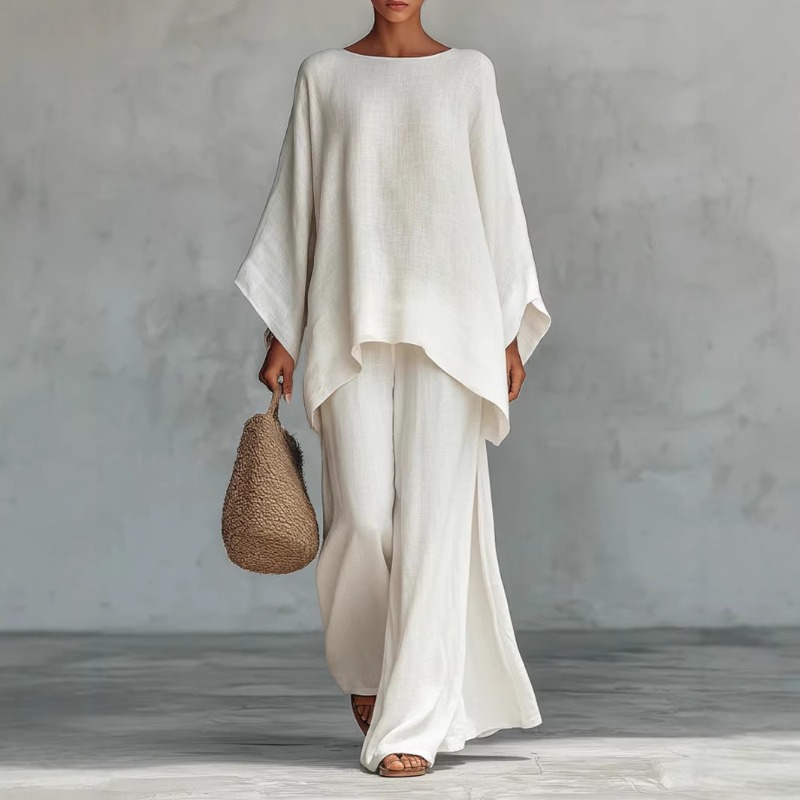 봄 신상 패션 린넨 루즈핏 긴팔 와이드 팬츠 투피스 세 - Home Textiles Store 리뷰 및 가격